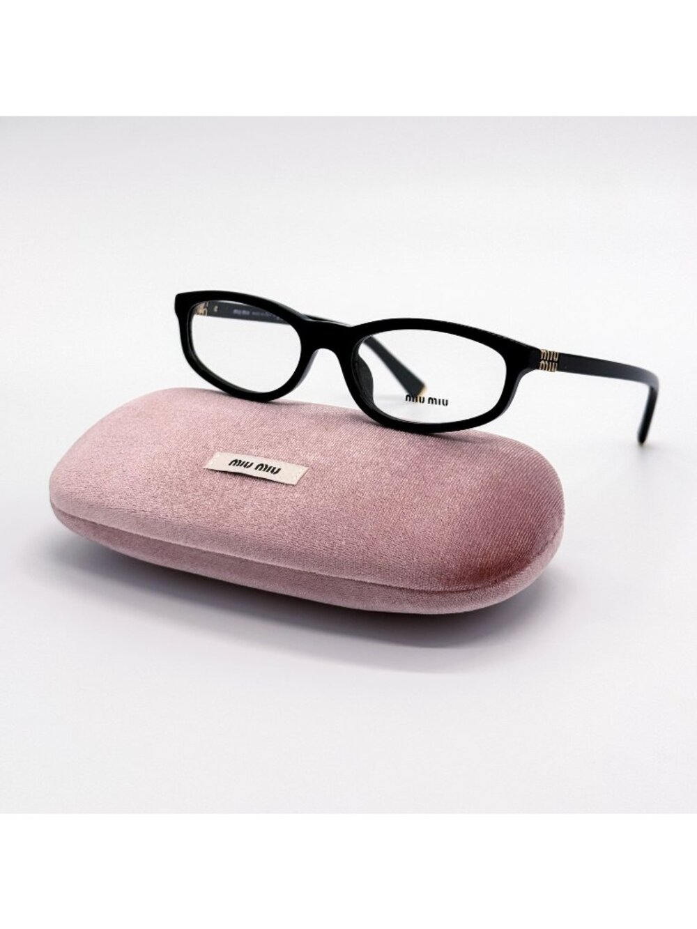 New Miu Miu MU01ZV 16K1O1 Black Geometric Women Eyeglasses VMU 01Z Authentic